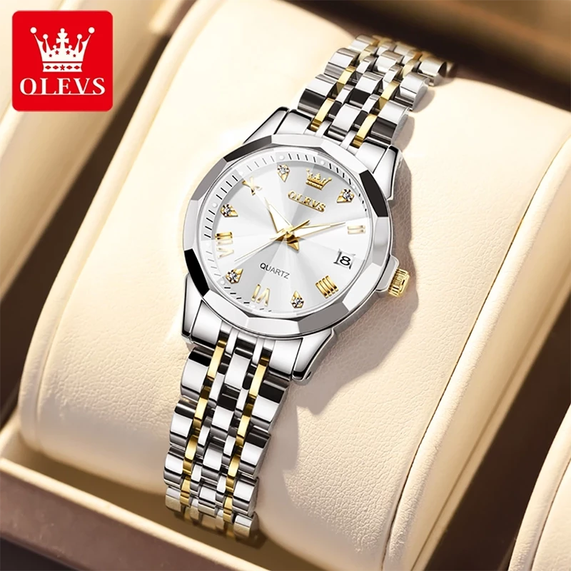 Olevs White Dial Two-tone Ladies Watch | 9931